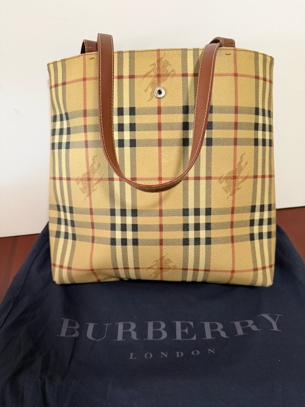 Burberry Vintage Haymarket Nova Check Shoulder Tote Bag